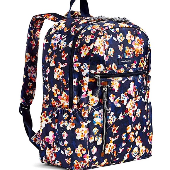 Vera Bradley *RETIRED PATTERN* Cut Vines Lighten Up Grand Backpack Floral Navy - Picture 1 of 15